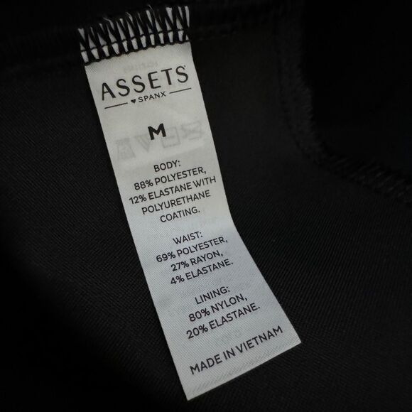 Assets by Spanx Black and Gold Faux Leather Leggings Size Medium - Picture 5 of 9